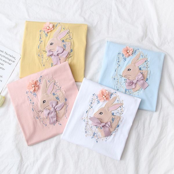 women's t-shirt lamtrip romantic cartoon bow bunny rabbit stitch short sleeve loose tee 6303, White
women's t-shirt lamtrip romantic cartoon bow bunny rabbit stitch short sleeve loose tee 6303, White
