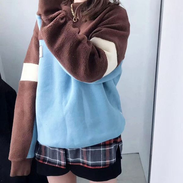 hoodies plus velvet sweatshirt square pattern long sleeve color patchwork o-neck loose autumn winter pullover women and men, Black
hoodies plus velvet sweatshirt square pattern long sleeve color patchwork o-neck loose autumn winter pullover women and men, Black