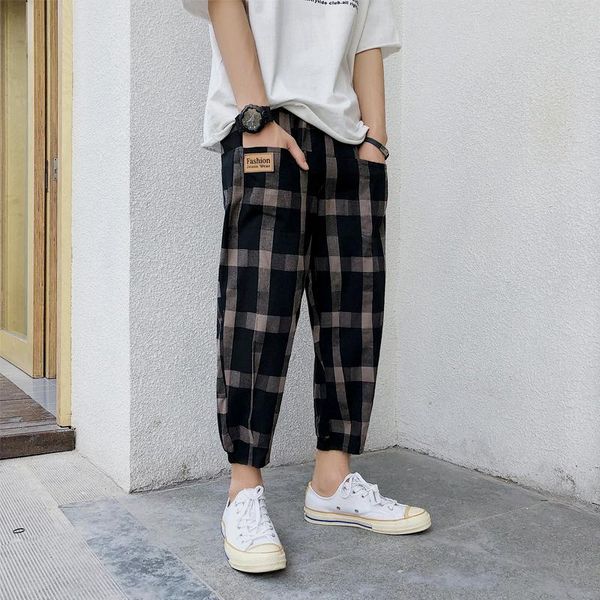 men's pants autumn summer fashion pantalon retro plaid straight casual loose streetwear hip hop men thin sweatpants trousers, Black
men's pants autumn summer fashion pantalon retro plaid straight casual loose streetwear hip hop men thin sweatpants trousers, Black
