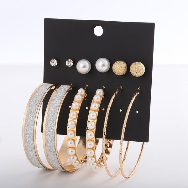 hoop & huggie 6pair/set fashion big round loop circle brand imitation pearl gold-color flower cut, Golden;silver
hoop & huggie 6pair/set fashion big round loop circle brand imitation pearl gold-color flower cut, Golden;silver