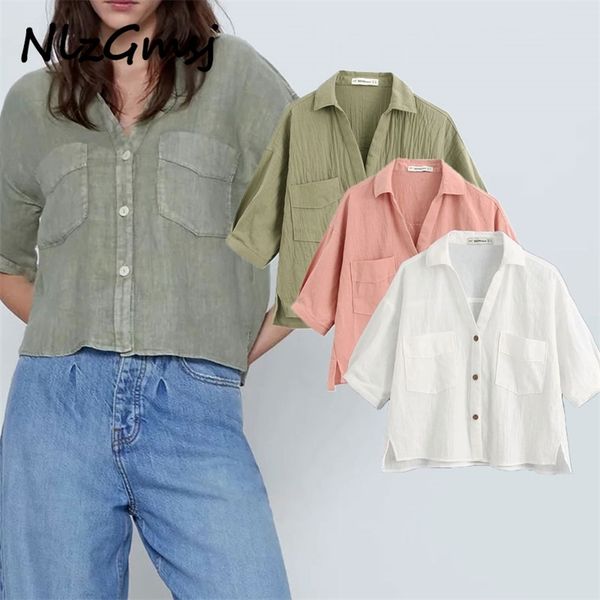 england simple solid pockets linen za blouse women blusas mujer de moda short shirt womens and plus size 210628, White
england simple solid pockets linen za blouse women blusas mujer de moda short shirt womens and plus size 210628, White