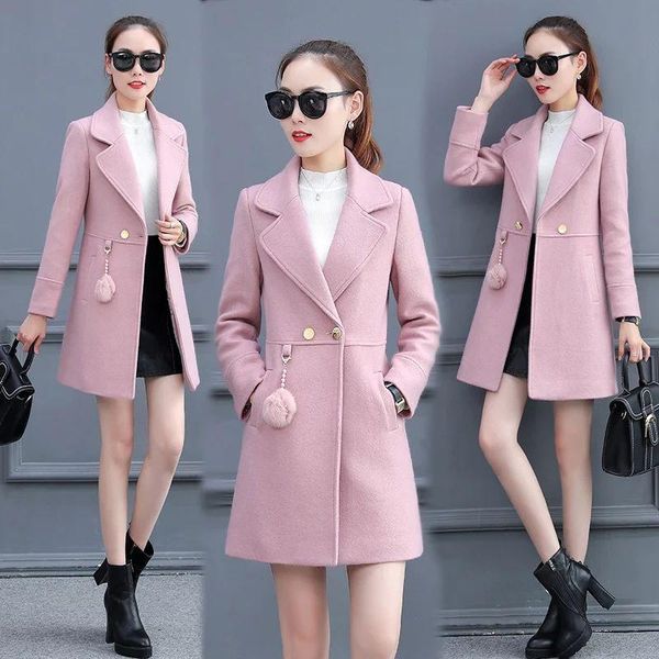 women's wool & blends winter woolen coat women mid-length overcoat autumn trench female elegant plus size 4xl outerwear r901, Black
women's wool & blends winter woolen coat women mid-length overcoat autumn trench female elegant plus size 4xl outerwear r901, Black