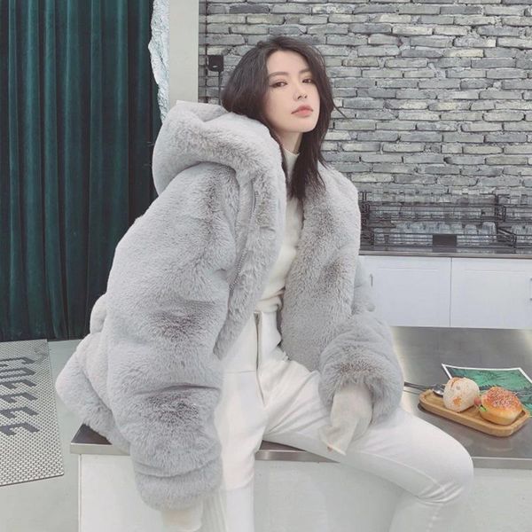 women's fur & faux korean style plush coat women winter cute hooded imitation rex thicken jackets female outwear warm parkas, Black
women's fur & faux korean style plush coat women winter cute hooded imitation rex thicken jackets female outwear warm parkas, Black