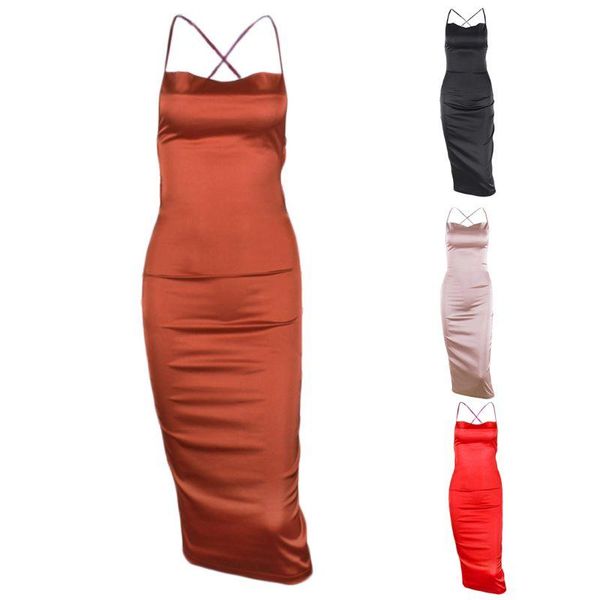 casual dresses women halter bodycon satin midi dress cross bandage backless party clubwear, Black;gray
casual dresses women halter bodycon satin midi dress cross bandage backless party clubwear, Black;gray