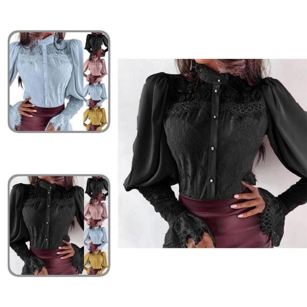 women's blouses & shirts sweet women solid color chiffon puff sleeve shirt female ladies flared cuffs for dating, White
women's blouses & shirts sweet women solid color chiffon puff sleeve shirt female ladies flared cuffs for dating, White