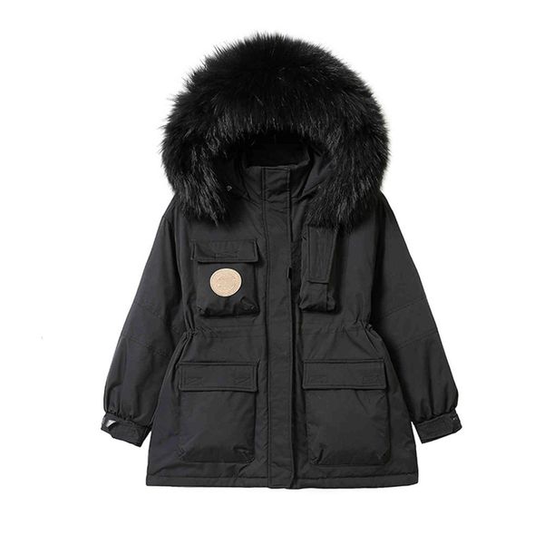 down jacket women's autumn and winter 2021 medium long style dongdamen large wool collar tooling school, Black
down jacket women's autumn and winter 2021 medium long style dongdamen large wool collar tooling school, Black