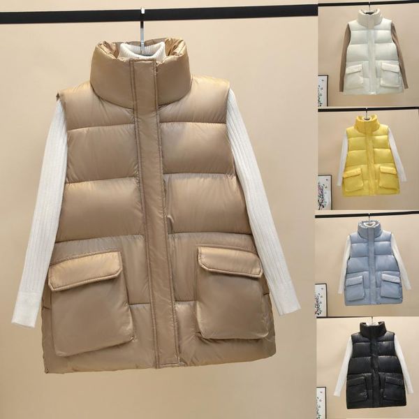 women's vests down cotton waistcoat autumn winter solid stand collar loose pocket sleeveless long windproof warm vest parkas, Black;white
women's vests down cotton waistcoat autumn winter solid stand collar loose pocket sleeveless long windproof warm vest parkas, Black;white