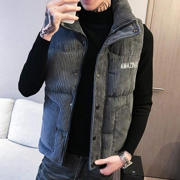 men's vests 2021 winter men with pockets jacket corduroy waistcoat stand-up collar sleeveless slim thick outwear, Black;white
men's vests 2021 winter men with pockets jacket corduroy waistcoat stand-up collar sleeveless slim thick outwear, Black;white