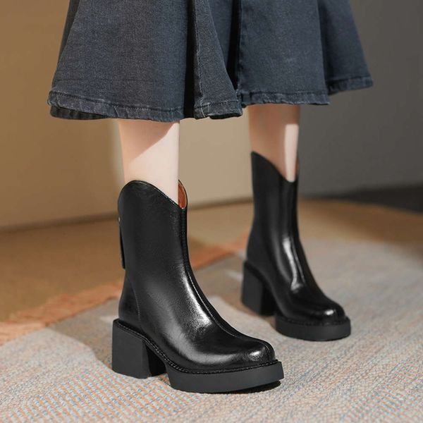2021 new white martin boots women's fashion increased round toe back zipper high heels women's straight, Black
2021 new white martin boots women's fashion increased round toe back zipper high heels women's straight, Black