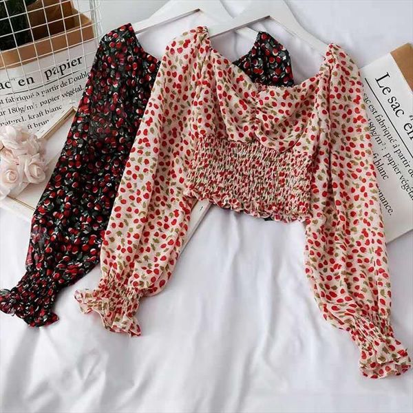 chiffon summer womens shirts square collar off shoulder print female holiday beach slim pleated blouse, White
chiffon summer womens shirts square collar off shoulder print female holiday beach slim pleated blouse, White