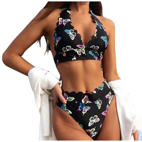 women's swimwear bikini 2021 summer ladies fashion high waist split swimsuit butterfly print strap female brazilian biquini, White;black
women's swimwear bikini 2021 summer ladies fashion high waist split swimsuit butterfly print strap female brazilian biquini, White;black