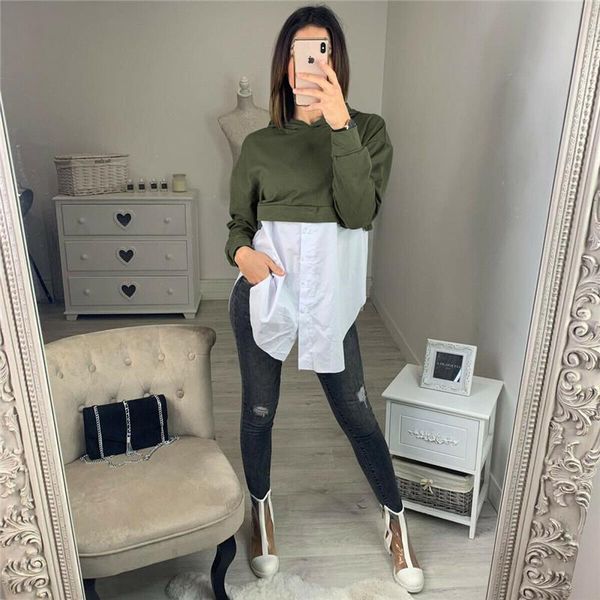 women's hoodies & sweatshirts women long sleeves stitching wear hooded sweatshirt female loose casual autumn tunic ladies' pullov, Black
women's hoodies & sweatshirts women long sleeves stitching wear hooded sweatshirt female loose casual autumn tunic ladies' pullov, Black