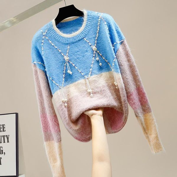 women's sweaters handmade sequin beaded tassels decorative lazy wind pullover women contrasting color loose casual sweater long-sleeved, White;black
women's sweaters handmade sequin beaded tassels decorative lazy wind pullover women contrasting color loose casual sweater long-sleeved, White;black