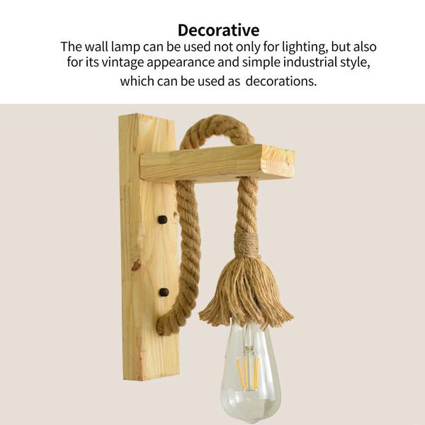 wood nordic e27 wall light industrial style rope without bulb for living room bedroom restaurant bar lamp
wood nordic e27 wall light industrial style rope without bulb for living room bedroom restaurant bar lamp