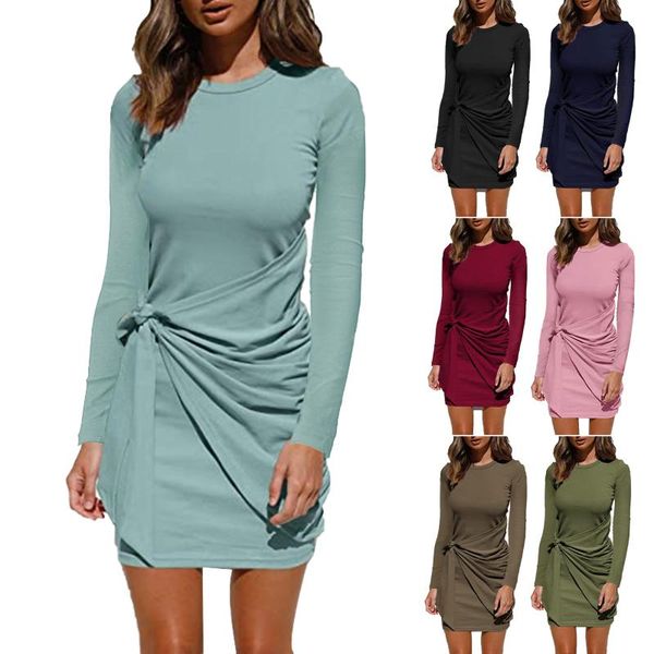 casual dresses women's pleated lace-up knotted long-sleeved dress women, Black;gray
casual dresses women's pleated lace-up knotted long-sleeved dress women, Black;gray