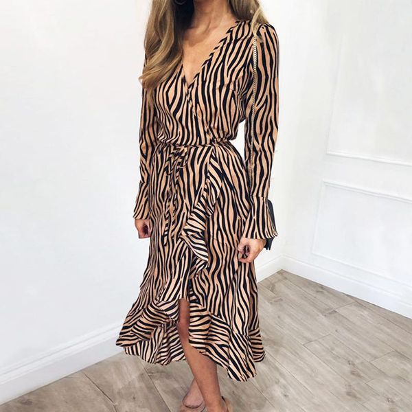 casual dresses irregular striped dress bell sleeve ruffle hem high waist deep v neck sukienka summer chiffon wrap women 2021, Black;gray
casual dresses irregular striped dress bell sleeve ruffle hem high waist deep v neck sukienka summer chiffon wrap women 2021, Black;gray