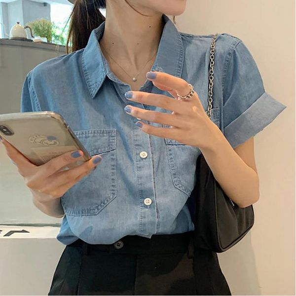 women's t-shirt 2021 summer thin design niche shirt short-sleeved loose denim jacket, White
women's t-shirt 2021 summer thin design niche shirt short-sleeved loose denim jacket, White