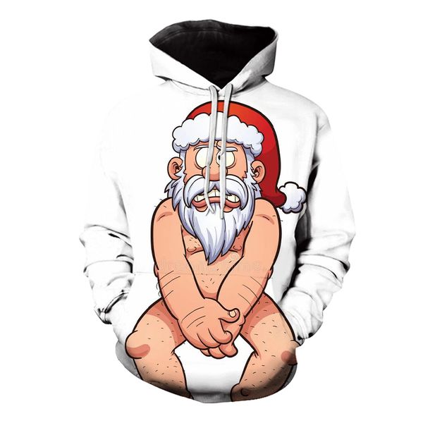 men's santa claus naked pattern 3d printing long-sleeved hooded sweater suit, White;black
men's santa claus naked pattern 3d printing long-sleeved hooded sweater suit, White;black