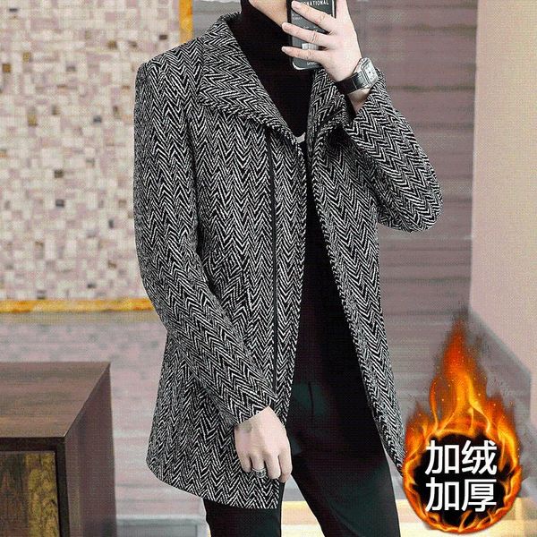 men's wool & blends fall winter korean thickened slim woolen long thick warm jacket streetwear fake fur lapel men trench coat tweed, Black
men's wool & blends fall winter korean thickened slim woolen long thick warm jacket streetwear fake fur lapel men trench coat tweed, Black