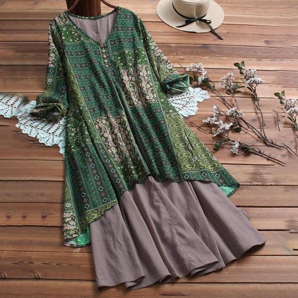 casual dresses women vintage floral print dress o-neck patchwork vestidos de verano loose long sleeve plus size summer beach ad, Black;gray
casual dresses women vintage floral print dress o-neck patchwork vestidos de verano loose long sleeve plus size summer beach ad, Black;gray