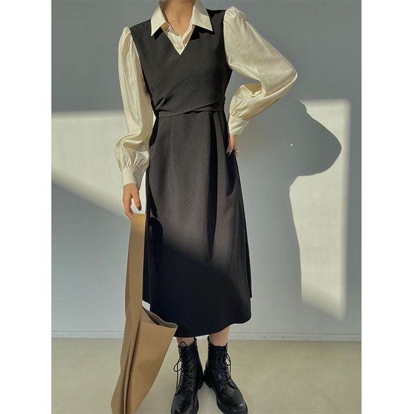 women's knits & tees temperament waist dress autumn thin wrinkle cross elegant small skirt medium and long fashion sale, White
women's knits & tees temperament waist dress autumn thin wrinkle cross elegant small skirt medium and long fashion sale, White