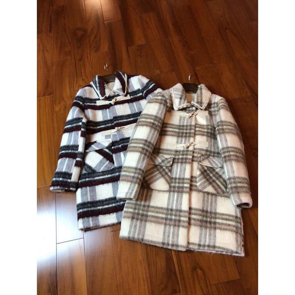 women's wool & blends 10.27 autumn winter fashion coat patchwork plaid beading lapel lining fleece horn button warm mid-length outerwea, Black
women's wool & blends 10.27 autumn winter fashion coat patchwork plaid beading lapel lining fleece horn button warm mid-length outerwea, Black