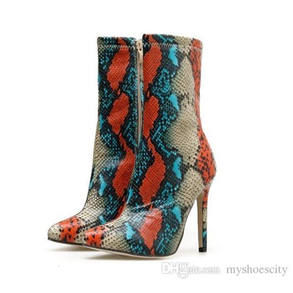 size 35 to 42 snake grain printed shoes women high heels pointy toe mid calf boots, Black
size 35 to 42 snake grain printed shoes women high heels pointy toe mid calf boots, Black