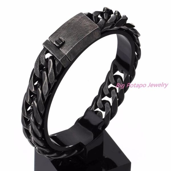 link, chain durable black stainless steel bracelet men heavy wide mens curb link 13/16mm two size selecion
link, chain durable black stainless steel bracelet men heavy wide mens curb link 13/16mm two size selecion
