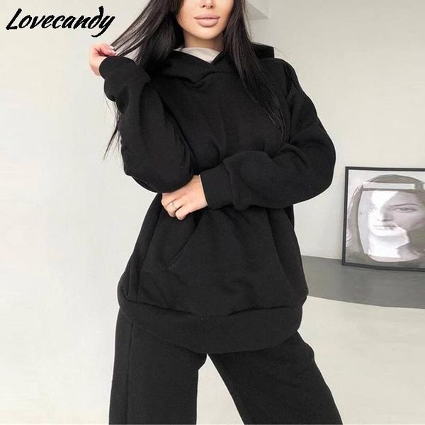 women's two piece pants 2021 winter women casual fleece warm tracksuit set female fashion oversized long sleeve hoodie and sport suit, White
women's two piece pants 2021 winter women casual fleece warm tracksuit set female fashion oversized long sleeve hoodie and sport suit, White