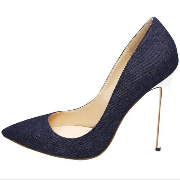 dress shoes pointed toe women pumps party denim slip on 12 cm thin high heels light blue and dark color, Black
dress shoes pointed toe women pumps party denim slip on 12 cm thin high heels light blue and dark color, Black