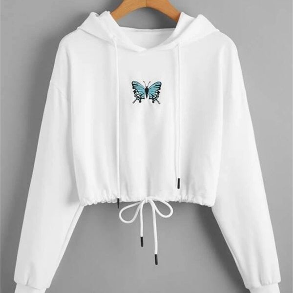 Miley women' dress autumn 20 new butterfly print hem drawcord round neck long sleeve short sweater, White
Miley women' dress autumn 20 new butterfly print hem drawcord round neck long sleeve short sweater, White