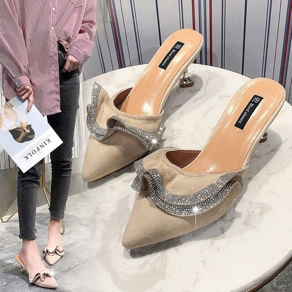 slippers flock pointed toe crystal summer women shoes thin high heels ruffles sweet slides femme mules flip flops zapatos mujer, Black
slippers flock pointed toe crystal summer women shoes thin high heels ruffles sweet slides femme mules flip flops zapatos mujer, Black