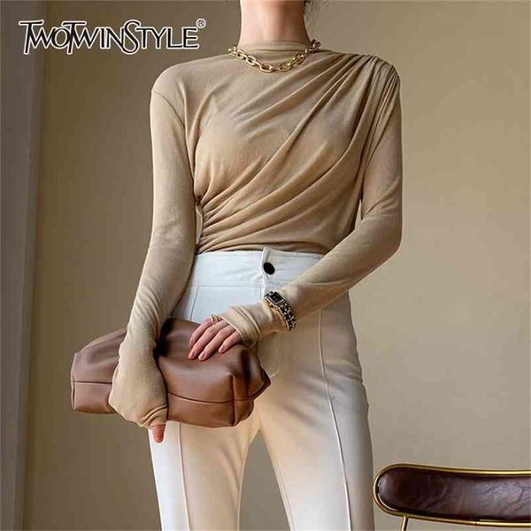 twotwinstyle casual black t shirt for women o neck long sleeve solid minimalist female summer fashion new tide clothes 210330, White
twotwinstyle casual black t shirt for women o neck long sleeve solid minimalist female summer fashion new tide clothes 210330, White