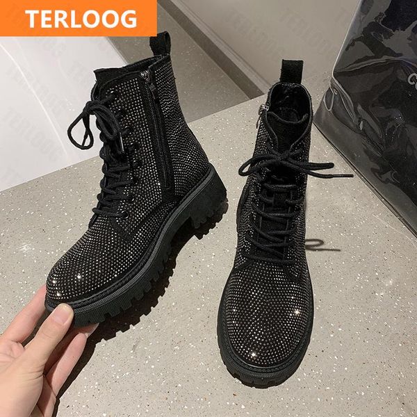 boots winter 2021 women warm casual lace-up zipper crystal ankle botas designer mid heels sport chunky motorcycle zapatos, Black
boots winter 2021 women warm casual lace-up zipper crystal ankle botas designer mid heels sport chunky motorcycle zapatos, Black
