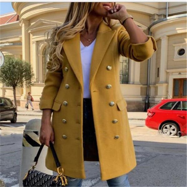 women's wool & blends 2021 european american winter women double-breasted lapel slim coat women's windbreaker jacket, Black
women's wool & blends 2021 european american winter women double-breasted lapel slim coat women's windbreaker jacket, Black