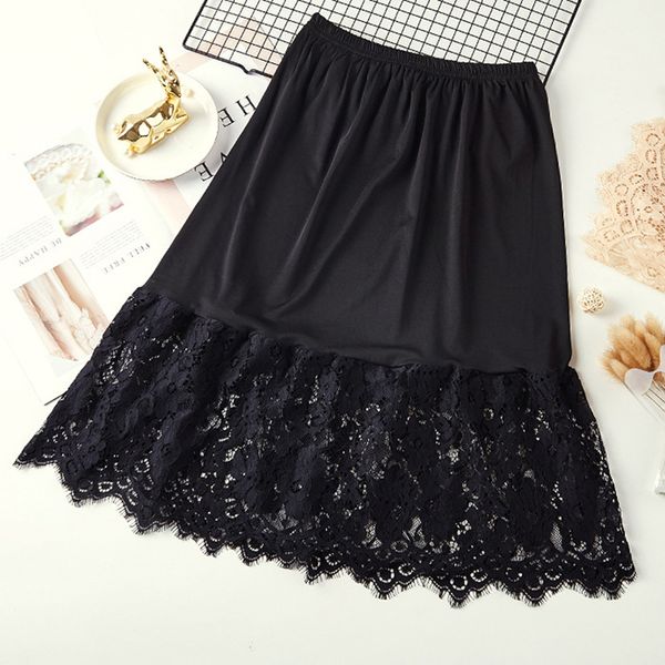 women skirt extender knee lace slip hollow length a-line half extenders clothing, Black
women skirt extender knee lace slip hollow length a-line half extenders clothing, Black