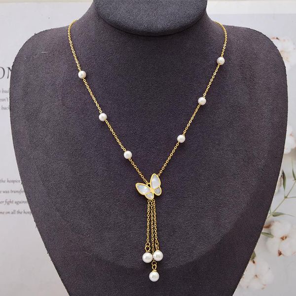 pendant necklaces 2021 european fashion luxury white shell butterfly pearl necklace titanium stainless steel fritillary tassel, Silver
pendant necklaces 2021 european fashion luxury white shell butterfly pearl necklace titanium stainless steel fritillary tassel, Silver