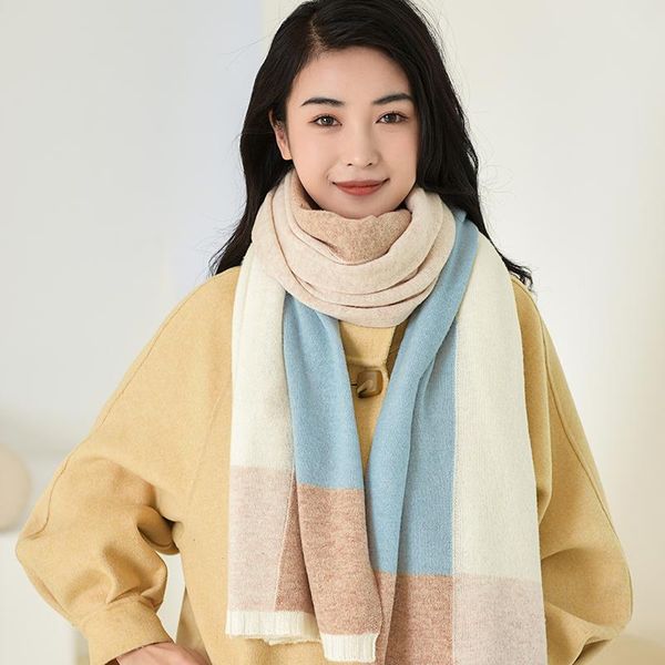 scarves 100% wool four-color plaid scarf winter long fashion elegant warm knitted for ladies shawl pashmina apparel accessories, Blue;gray
scarves 100% wool four-color plaid scarf winter long fashion elegant warm knitted for ladies shawl pashmina apparel accessories, Blue;gray