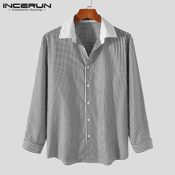 men turn down collar blouse leisure patchwork camisa incerun fashion striped long sleeve shirts casual button streetwear men's, White;black
men turn down collar blouse leisure patchwork camisa incerun fashion striped long sleeve shirts casual button streetwear men's, White;black