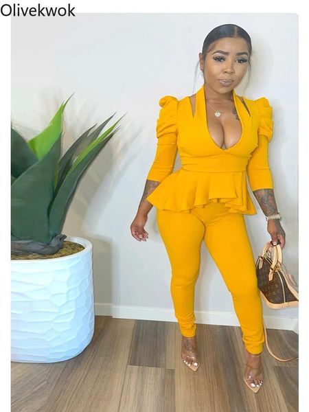 women's two piece pants olivekwok 2021 autumn woman sets long sleeve tracksuits v-neck fashion puff two-piece suits, White
women's two piece pants olivekwok 2021 autumn woman sets long sleeve tracksuits v-neck fashion puff two-piece suits, White