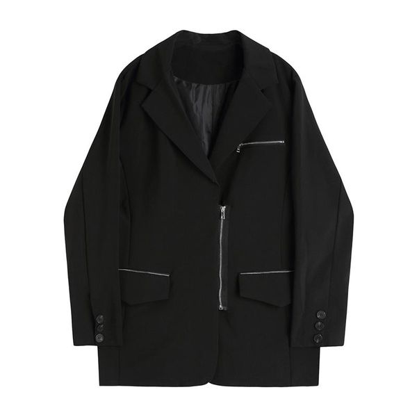 women's suits & blazers women long gothic style blazer casual autumn winter fashion black zipper pocket decorative female jacket coat, White;black
women's suits & blazers women long gothic style blazer casual autumn winter fashion black zipper pocket decorative female jacket coat, White;black
