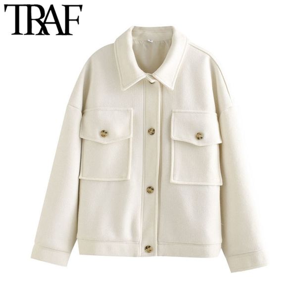 women fashion with pockets oversized woolen jacket coat vintage long sleeve button-up female outerwear chic 210507, Black;brown
women fashion with pockets oversized woolen jacket coat vintage long sleeve button-up female outerwear chic 210507, Black;brown