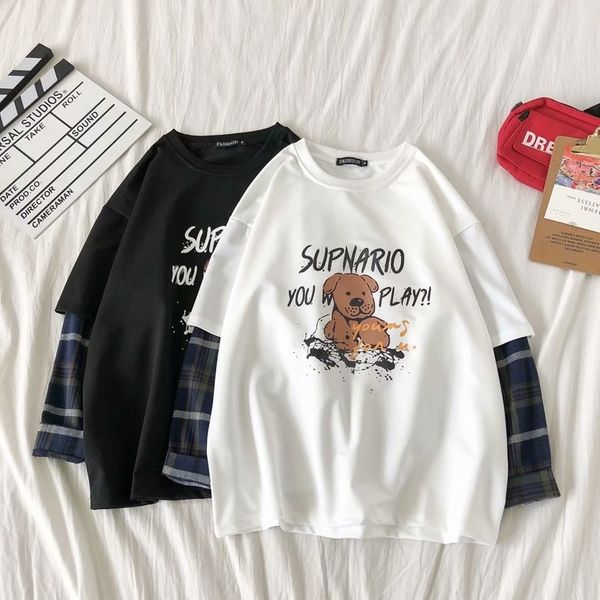fake two-piece sweater boys' autumn korean version loose and versatile couple long sleeve t-shirt student tide brand casual bottomed sh, Black
fake two-piece sweater boys' autumn korean version loose and versatile couple long sleeve t-shirt student tide brand casual bottomed sh, Black