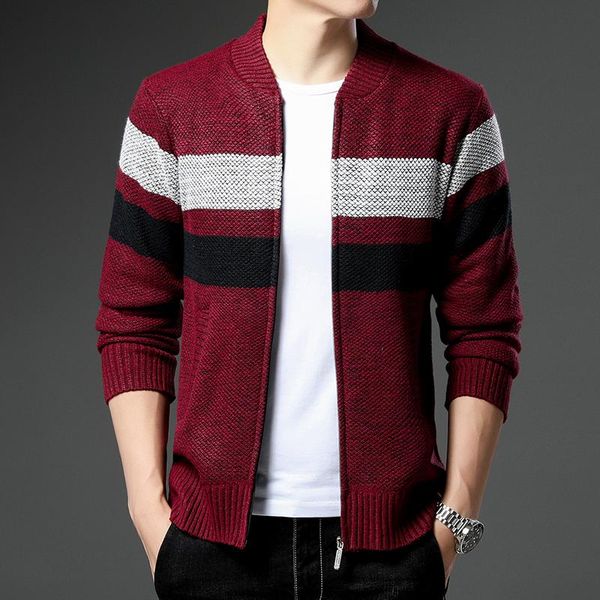 men's jackets baseball collar jacket fall/winter fleece and thick wool sweater fashion striped zipper cardigan, Black;brown
men's jackets baseball collar jacket fall/winter fleece and thick wool sweater fashion striped zipper cardigan, Black;brown
