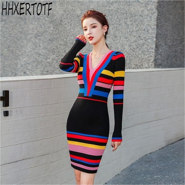 autumn winter women elegant v-neck knitting dresses bodycon candy color stripes slim knit dress vestido 210531, Black;gray
autumn winter women elegant v-neck knitting dresses bodycon candy color stripes slim knit dress vestido 210531, Black;gray