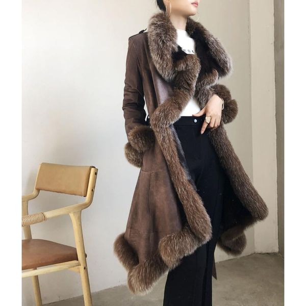 women's fur & faux real natural sheepskin coat genuine leather lamb long slim young, Black
women's fur & faux real natural sheepskin coat genuine leather lamb long slim young, Black