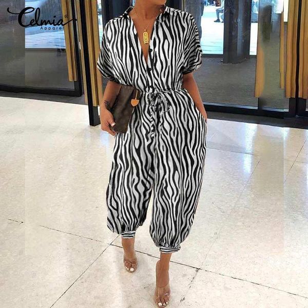 women's jumpsuits & rompers celmia fashion short sleeve women long summer 2021 cargo pants zebra print casual loose belted dungarees fe, Black;white
women's jumpsuits & rompers celmia fashion short sleeve women long summer 2021 cargo pants zebra print casual loose belted dungarees fe, Black;white
