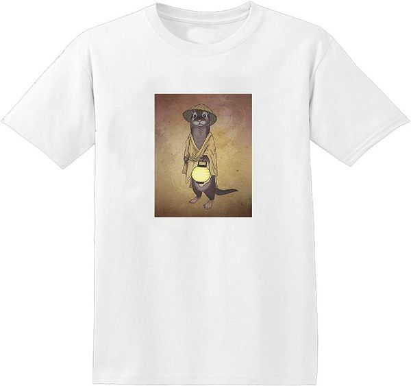 men's t-shirts wise old cute japanese otter t-shirt, White;black