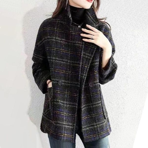 women's jackets 2021 autumn winter fashion jacket women casual loose korean plaid woolen coat female simple temperament all-match ladie, Black;brown
women's jackets 2021 autumn winter fashion jacket women casual loose korean plaid woolen coat female simple temperament all-match ladie, Black;brown