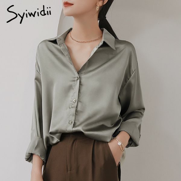 syiwidii satin silk blouse women office lady for women elegant fashion harajuku shirt casual solid green loose chic blouses 210417, White
syiwidii satin silk blouse women office lady for women elegant fashion harajuku shirt casual solid green loose chic blouses 210417, White